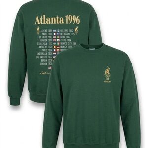 Heritage Green Crewneck Sweatshirt with Gold Atlanta 1996 Print